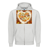 Dove Grey fall heart with leopard Zipper Hoodie - TumblerDesignByShophia