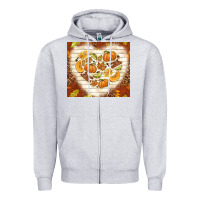 Heather Grey fall heart with leopard Zipper Hoodie - TumblerDesignByShophia
