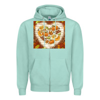 Seafoam fall heart with leopard Zipper Hoodie - TumblerDesignByShophia