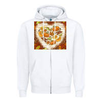 White fall heart with leopard Zipper Hoodie - TumblerDesignByShophia