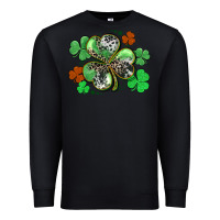 Black St. Patrick's Day shamrock leopard and cowhide Premium Sweatshirt - CowGirlArtShop