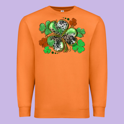 St. Patrick's Day Shamrock Leopard And Cowhide Premium Sweatshirt Designed By Cowgirlartshop