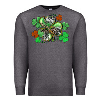 Charcoal Heather St. Patrick's Day shamrock leopard and cowhide Premium Sweatshirt - CowGirlArtShop