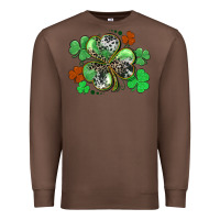 Chestnut St. Patrick's Day shamrock leopard and cowhide Premium Sweatshirt - CowGirlArtShop