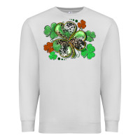 Dove Grey St. Patrick's Day shamrock leopard and cowhide Premium Sweatshirt - CowGirlArtShop