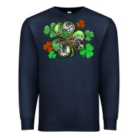 Navy St. Patrick's Day shamrock leopard and cowhide Premium Sweatshirt - CowGirlArtShop
