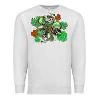 Oatmeal Heather St. Patrick's Day shamrock leopard and cowhide Premium Sweatshirt - CowGirlArtShop