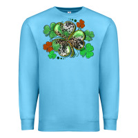 Ocean Blue St. Patrick's Day shamrock leopard and cowhide Premium Sweatshirt - CowGirlArtShop