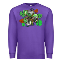 Purple St. Patrick's Day shamrock leopard and cowhide Premium Sweatshirt - CowGirlArtShop