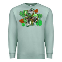 Seafoam St. Patrick's Day shamrock leopard and cowhide Premium Sweatshirt - CowGirlArtShop