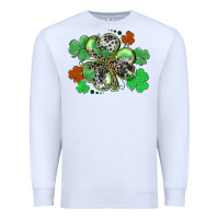 White St. Patrick's Day shamrock leopard and cowhide Premium Sweatshirt - CowGirlArtShop