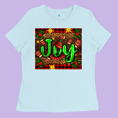 Joy With Gloves For Christmas Ladies Tee Designed By Adodesignshop