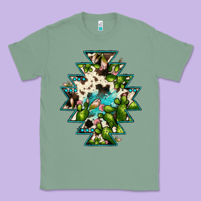 Aztec  Cowhide Cactus Gemstone Classic Tee Designed By Jahusdesignshop