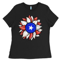 Black sunflower puerto rico flag Ladies Tee - JahusDesignShop