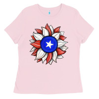 Bubblegum Pink sunflower puerto rico flag Ladies Tee - JahusDesignShop