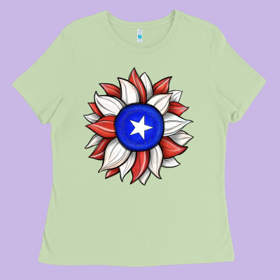 Sunflower Puerto Rico Flag Ladies Tee Designed By Jahusdesignshop