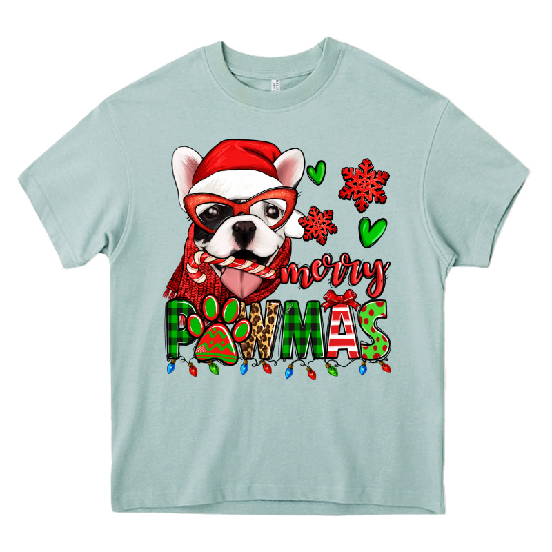 Merry Pawmas Christmas French Bulldog Heavy Core Tee by Jasminsmagicworld | Teevron
