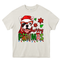 Cream merry pawmas christmas french bulldog Heavy Core Tee - Jasminsmagicworld