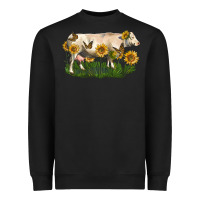 Black charolais cow with sunflower Heavyweight Sweatshirt - LillyAllenDesigns