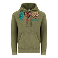 Vintage Olive Peace Love Toy Poodle Vintage Hoodie - Jasminsmagicworld