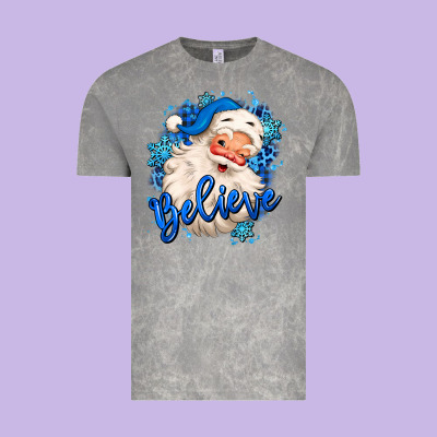 Believe Winter Christmas Santa Claus Vintage Tee Designed By Maliassmallbusiness