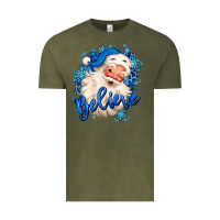 Vintage Olive believe winter christmas santa claus Vintage Tee - MaliasSmallBusiness