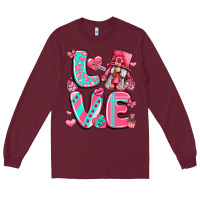 Burgundy love with gnome Long Sleeve Tee - LillyAllenDesigns