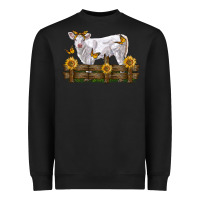 Black charolais calf with sunflowers Heavyweight Sweatshirt - LillyAllenDesigns