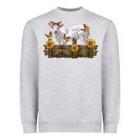 Heather Grey charolais calf with sunflowers Heavyweight Sweatshirt - LillyAllenDesigns