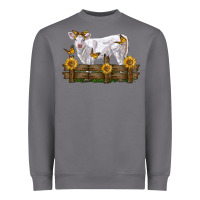 Storm charolais calf with sunflowers Heavyweight Sweatshirt - LillyAllenDesigns