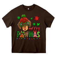 Chocolate Brown merry pawmas christmas dachshund Heavy Core Tee - Jasminsmagicworld