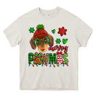Cream merry pawmas christmas dachshund Heavy Core Tee - Jasminsmagicworld