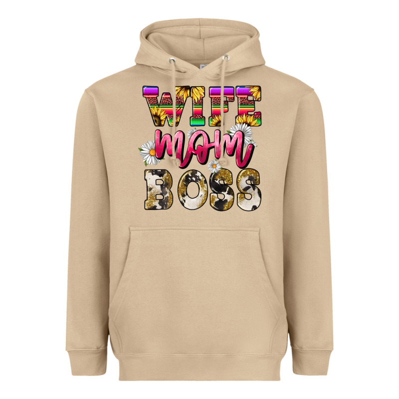 Wife Mom Boss Daisy Mother's Day Heavyweight Hoodie by HowdyJamesFarm | Teevron