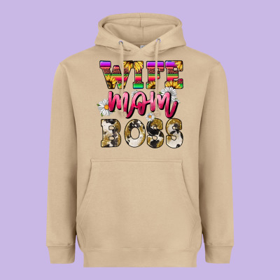 Wife Mom Boss Daisy Mother's Day Heavyweight Hoodie Designed By Howdyjamesfarm