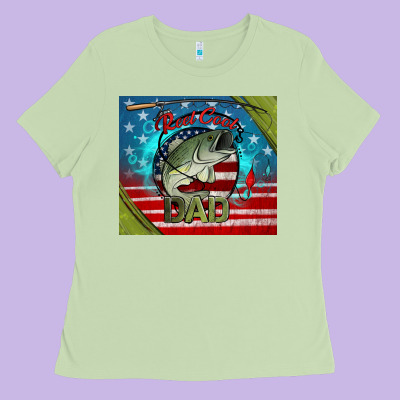 Reel Cool Dad Fishing Ladies Tee Designed By Jasminsmagicworld