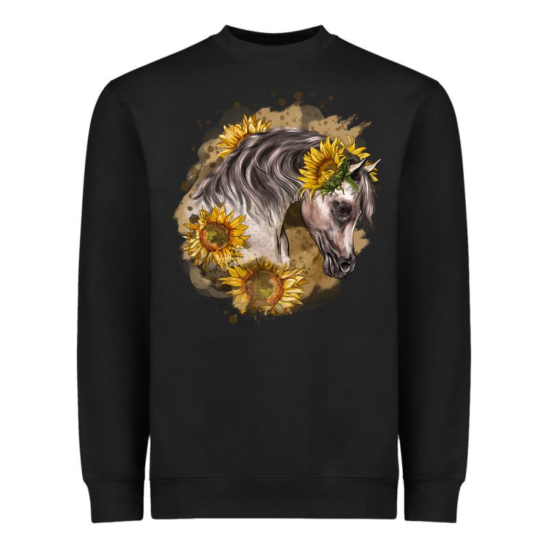 Arabian Horse With Sunflowers Heavyweight Sweatshirt by LillyAllenDesigns | Teevron
