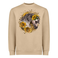 Mushroom arabian horse with sunflowers Heavyweight Sweatshirt - LillyAllenDesigns