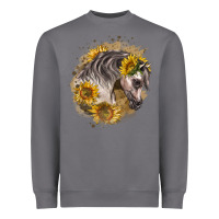 Storm arabian horse with sunflowers Heavyweight Sweatshirt - LillyAllenDesigns