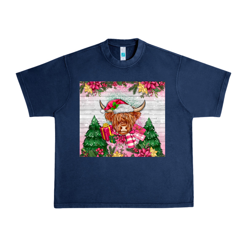 Pink Christmas Cow Urban Heavy Tee by MaliasSmallBusiness | Teevron