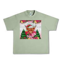 Oil Green pink christmas cow Urban Heavy Tee - MaliasSmallBusiness