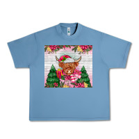 Pebble Blue pink christmas cow Urban Heavy Tee - MaliasSmallBusiness