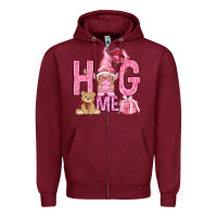 Burgundy hug me with gnome hjf Zipper Hoodie - HowdyJamesFarm