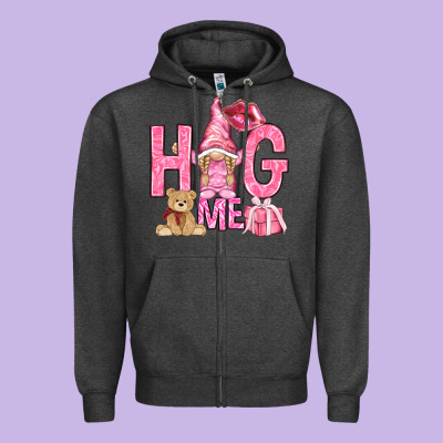 Hug Me With Gnome Hjf Zipper Hoodie Designed By Howdyjamesfarm