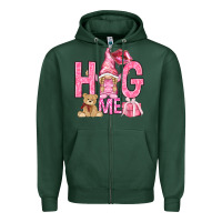 Sports Green hug me with gnome hjf Zipper Hoodie - HowdyJamesFarm