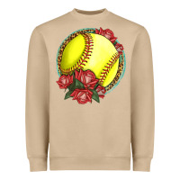 Western Softball With Roses Heavyweight Sweatshirt | Teevron