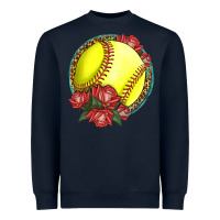 Navy Western Softball With Roses Heavyweight Sweatshirt - LillyAllenDesigns