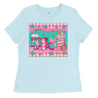 Baby Blue pink christmas coffee Ladies Tee - Jasminsmagicworld