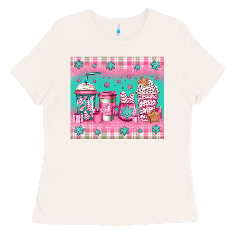 Pink Christmas Coffee Ladies Tee by Jasminsmagicworld | Teevron
