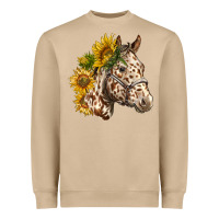 Mushroom appaloosa horse with sunflowers Heavyweight Sweatshirt - LillyAllenDesigns