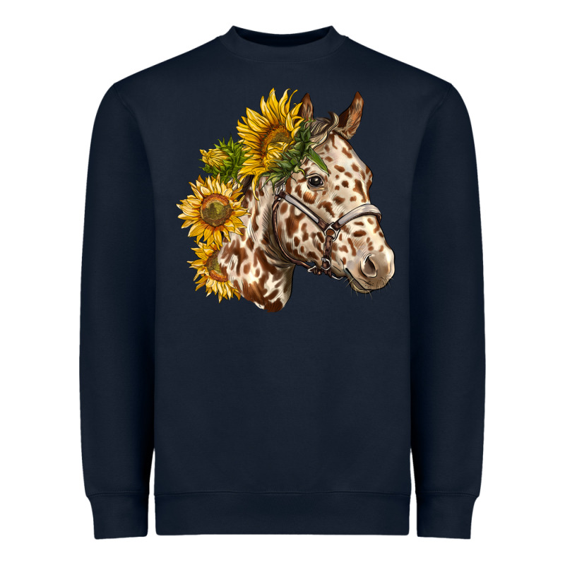 Appaloosa Horse With Sunflowers Heavyweight Sweatshirt by LillyAllenDesigns | Teevron